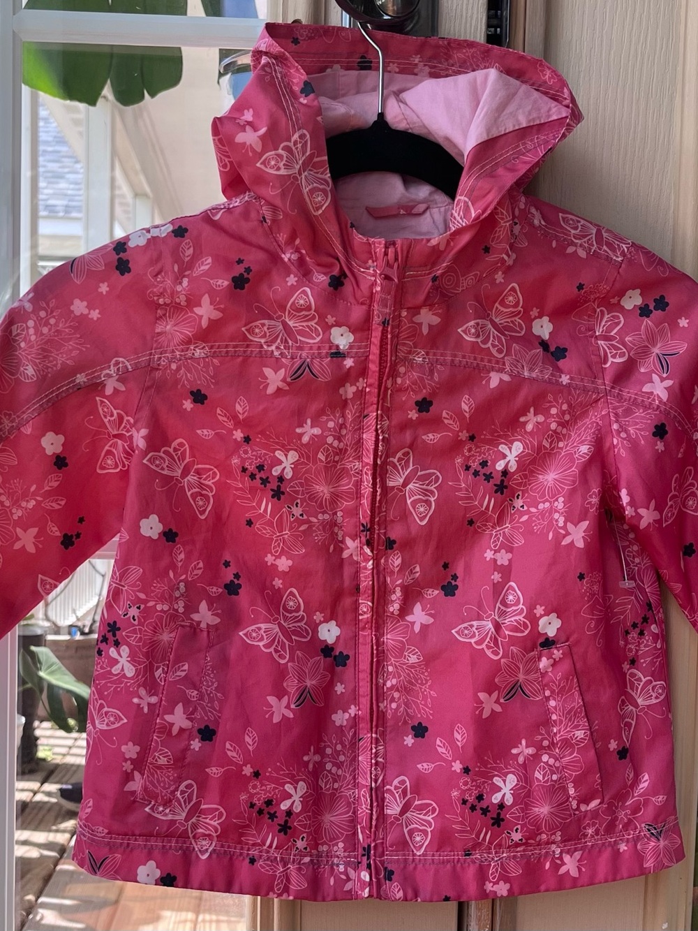 next Girls Pink Floral Butterfly Hooded Jacket